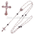 Fashion Pearl Rosary Beads Cross Necklace,Catholic Rosary Necklace